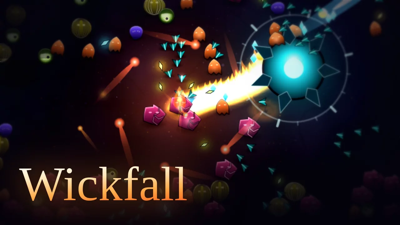 Wickfall cover showing a flame fighting through a crowd in the dark