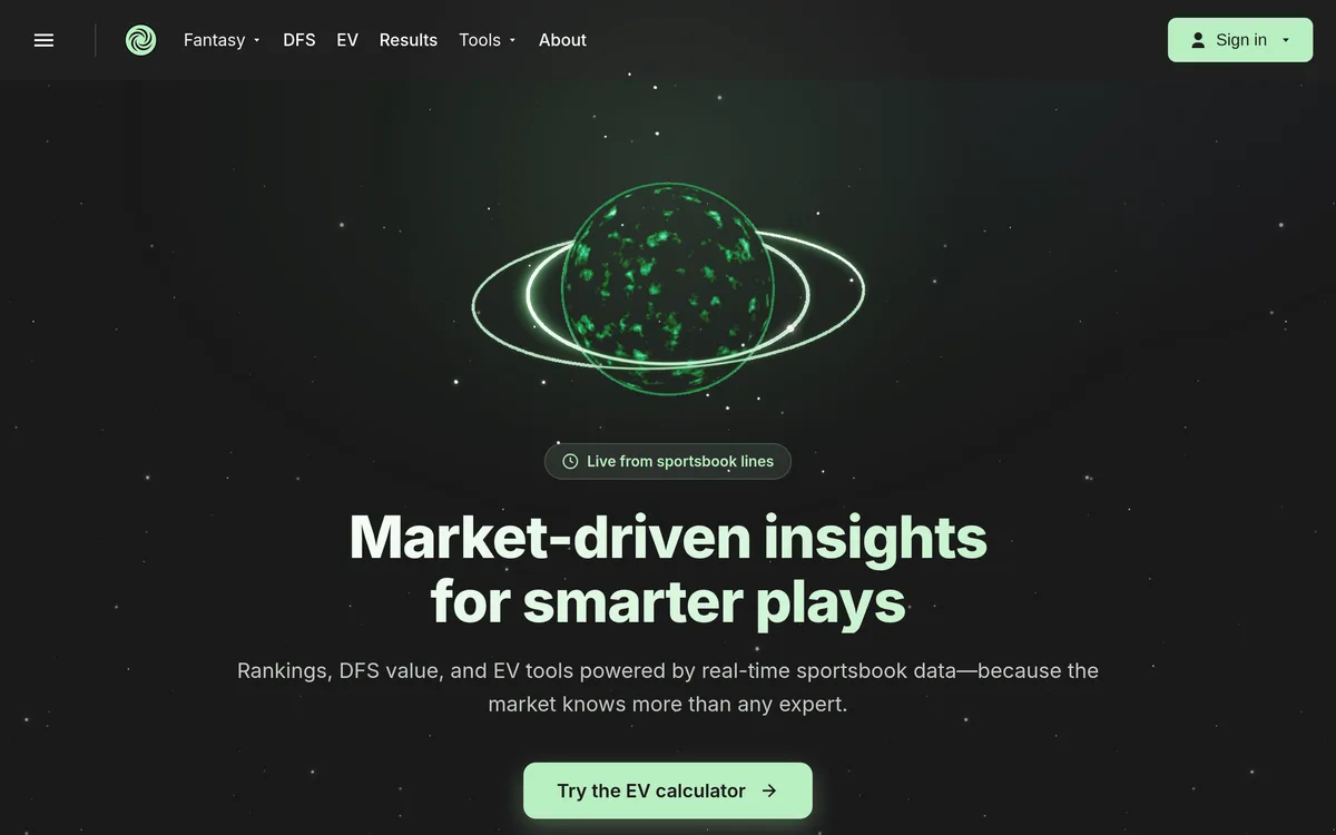 Screenshot of the OddSphere website